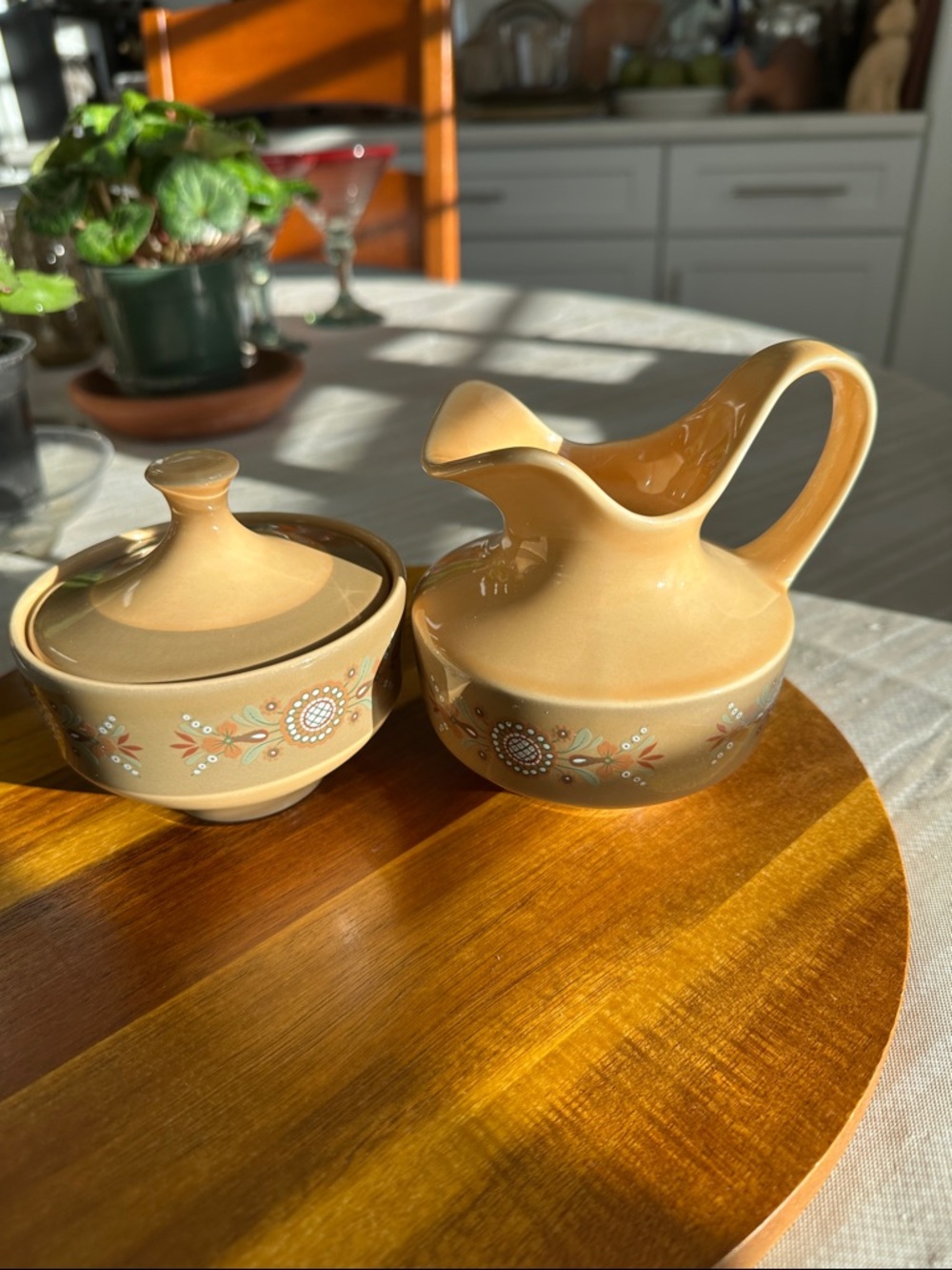 “A Bit of Norway” Pattern. 1960s by Sears. Vintage Creamer Sugar Bowl